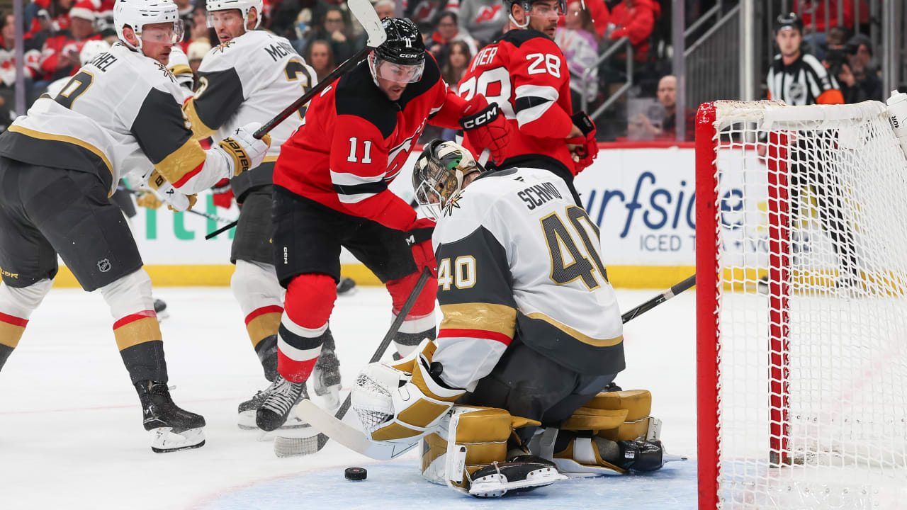 Schmid makes 24 saves, Golden Knights hand Devils 2nd straight shutout