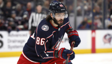 Kirill Marchenko skating for the Columbus Blue Jackets