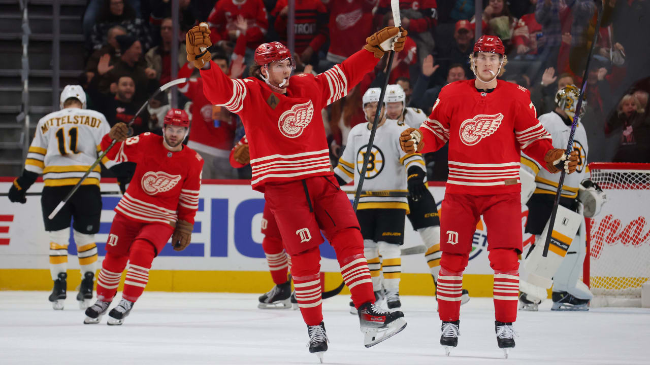 Seider gets 3 points, Red Wings defeat Bruins to end 4-game slide