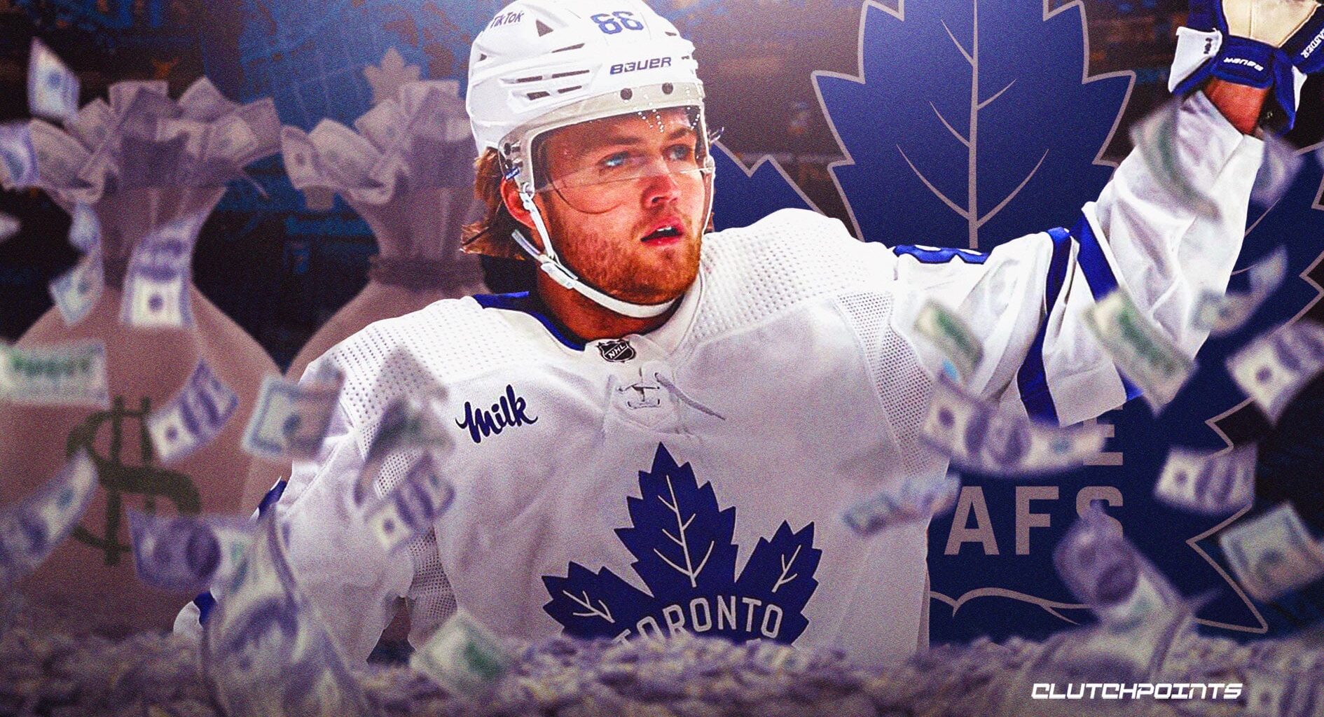 Toronto Maple Leafs defenseman Chris Tanev (8) skates during the warmup before a game against the Seattle Kraken at Scotiabank Arena.