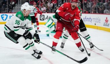 Larkin gets tying goal late in 3rd and winner in OT as Red Wings beat Stars 4-3 for 3rd straight win :: WRALSportsFan.com