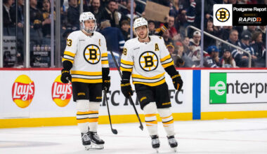 Pastrnak Posts Four Points in Bruins 6-3 Win Over Jets