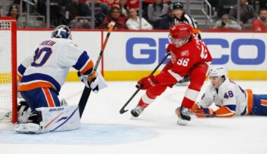 Islanders put up a fight but fall late in tough loss to Red Wings