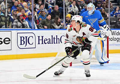 Connor Bedard skates for the Blackhawks after a shoulder injury in a December loss against Blues