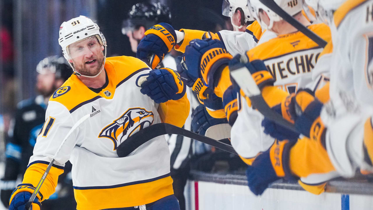 Stamkos Tallies Twice in Third as Preds Come Back to Beat Mammoth