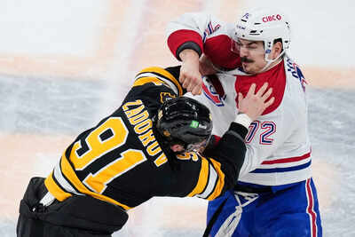 Arber Xhekaj and Nikita Zadorov deliver heavyweight showdown during Montreal Canadiens and Boston Bruins game