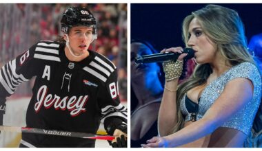 Tate McRae Shows Up At Devils Star Jack Hughes' First Game Back From Injury