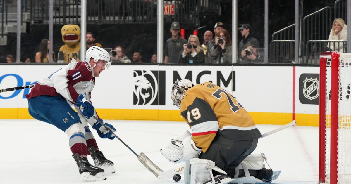 Necas scores twice, MacKinnon gets shootout winner, Avs top Knights 6-5 Saturday