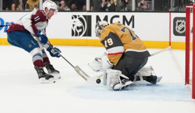 Necas scores twice, MacKinnon gets shootout winner, Avs top Knights 6-5