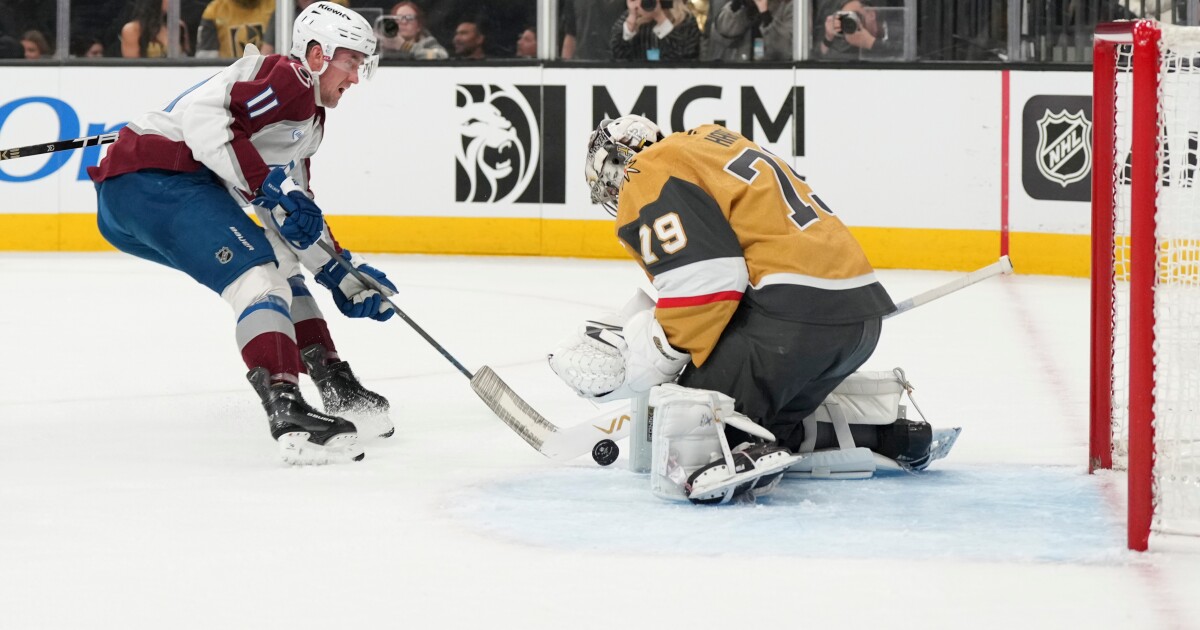 Necas scores twice, MacKinnon gets shootout winner, Avs top Knights 6-5