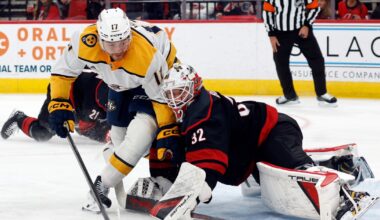 Blake has 2 goals and an assist to lead the Hurricanes past the Predators, 6-3