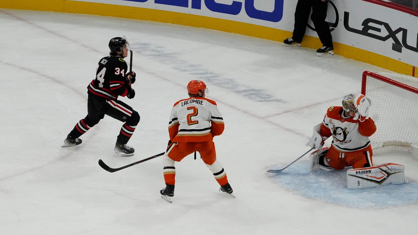 Bedard's 4 points lead Blackhawks to a 5-3 comeback win over Ducks