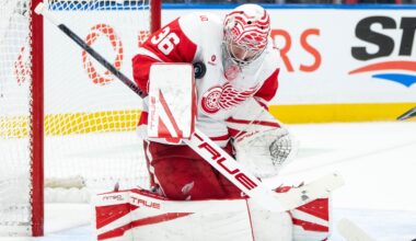 John Gibson gets 1st shutout in almost 3 years as Red Wings blank Canucks 4-0