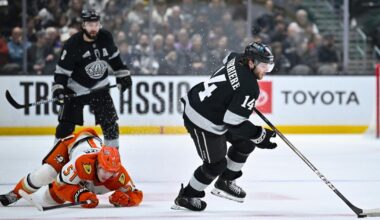 Alex Laferriere's hat trick powers Kings to blowout win over Ducks