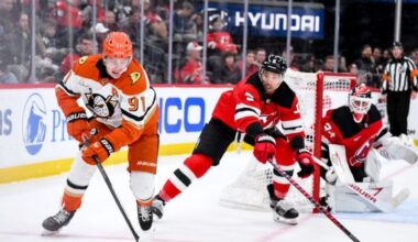 Ducks don't get up for early start, struggle in 4-1 loss at New Jersey