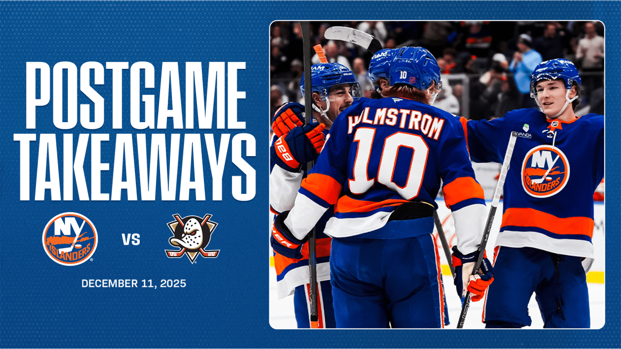 Takeaways: Isles Defeat Ducks 5-2, Pick Up Fourth Straight Home Win