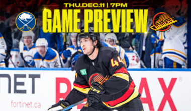 Canucks Wrap-Up Homestand on Thursday with Matchup Against Sabres