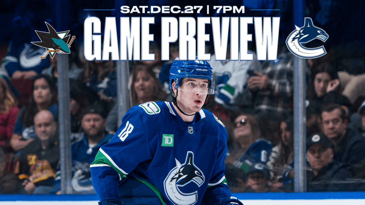 Canucks Return from Christmas Break for Saturday Night Matchup Against Sharks