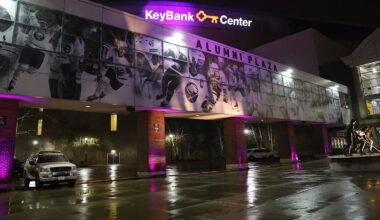 Alumni Plaza at the KeyBank Center in Buffalo, New York, home of the NHL's Buffalo Sabres.