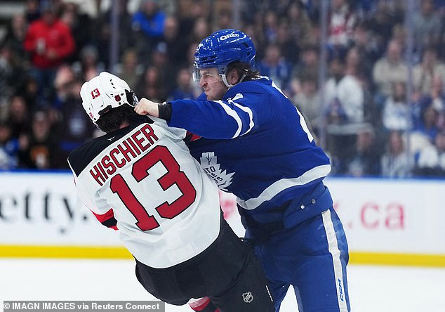 NHL stars Matthew Knies and Nico Hischier dropped gloves and exchanged blows on Tuesday