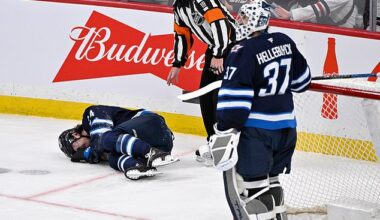 Winnipeg Jets star Haydn Fleury suffered a terrifying head injury on Tuesday night
