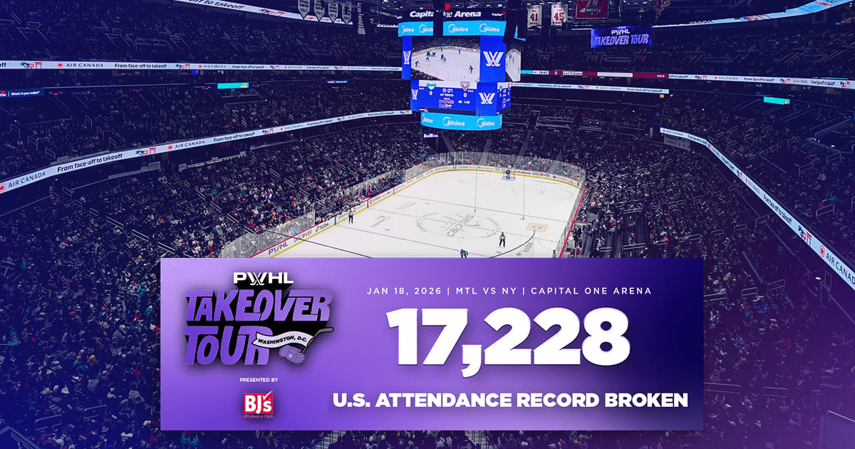 PWHL BREAKS U.S. WOMEN'S HOCKEY ATTENDANCE RECORD AT CAPITAL ONE ARENA IN WASHINGTON, D.C. | PWHL