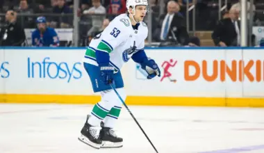 Vancouver Canucks Head Coach Adam Foote gives injury update on forward Teddy Blueger