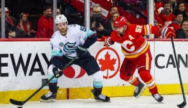 Shane Wright celebrates birthday with go-ahead goal as Kraken beat Flames