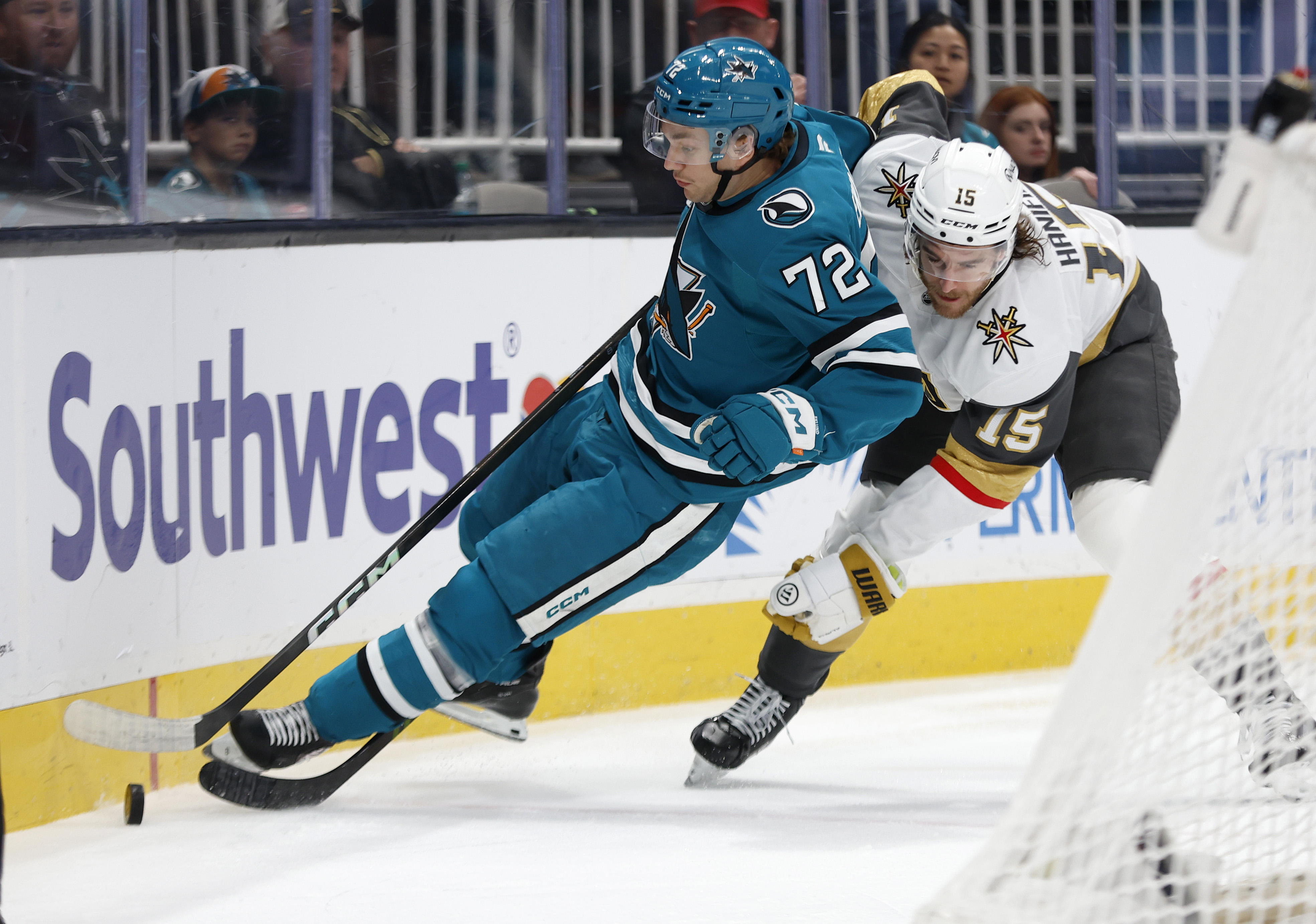 Vegas Golden Knights' Noah Hanifin (15) commits a penalty against...