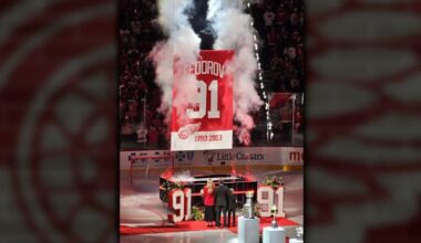 Detroit Red Wings retire Segei Fedorov’s No. 91 jersey at Little Caesars Arena