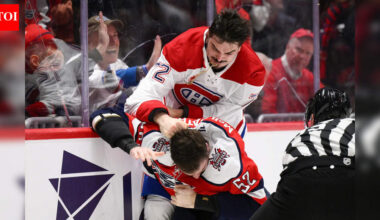 Arber Xhekaj and Dylan McIlrath drop gloves during Montreal Canadiens Washington Capitals NHL match | NHL News