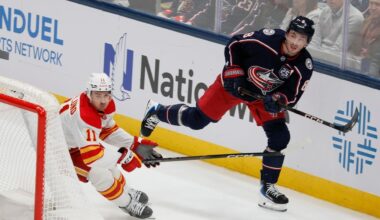 Jenner's goal propels Blue Jackets to 5-3 win over Flames in Bowness' debut as coach