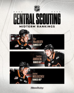 NHL DRAFT: Three Hitmen Named in NHL Central Scouting’s Midterm Rankings