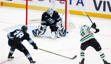 John Marino's deflected goal in late 3rd lifts Mammoth to win over visiting Stars