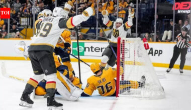 Vegas Golden Knights extend winning run after seven straight goals against Nashville Predators | NHL News