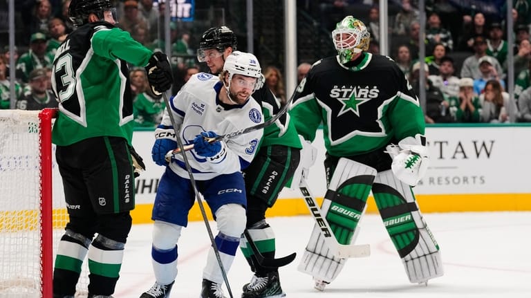 Tampa Bay Lightning left wing Brandon Hagel celebrates his core...