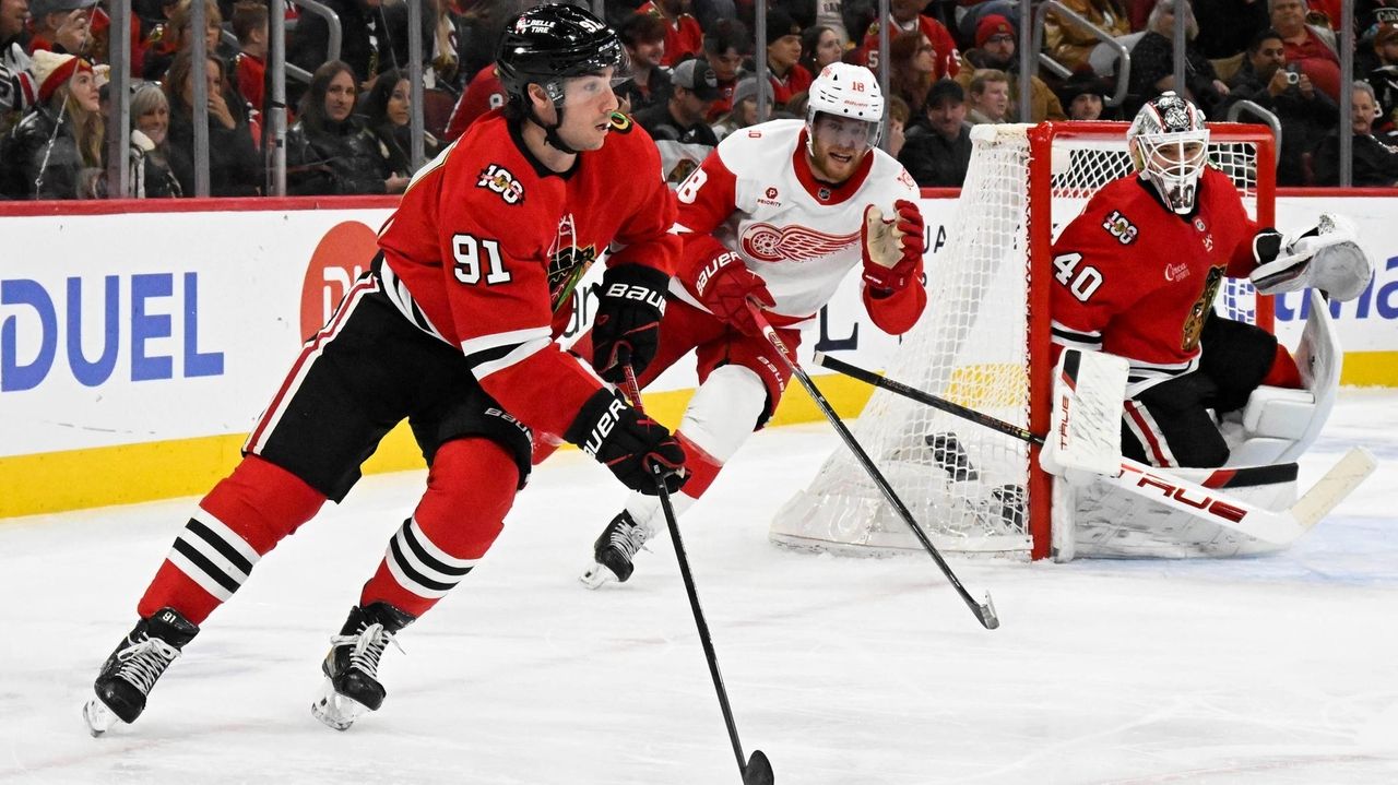 Frank Nazar practices with the Blackhawks, could return this week