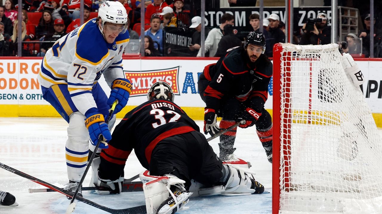 Brandon Bussi makes 17 saves for his 18th win as the Hurricanes beat the Sabres 2-1