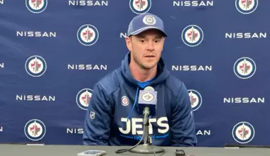 Off-ice scene involving Jonathan Toews and he has some words for the Chicago Blackhawks ahead of his