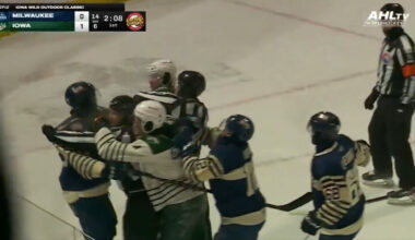 Minnesota Hockey Fight AHL Admirals Wild Milwaukee Iowa Cold Sub-Freezing Temperature