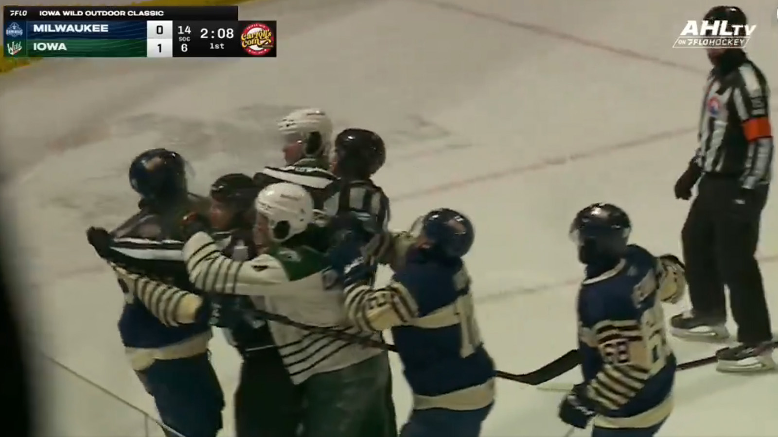 Minnesota Hockey Fight AHL Admirals Wild Milwaukee Iowa Cold Sub-Freezing Temperature