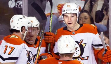 Sennecke scores in OT for 1st NHL hat trick as Ducks rally to beat Flames 4-3