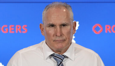 Maple Leafs head coach Craig Berube listens to a question