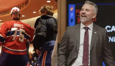 Jakub Dobes shows emotion in the locker room after praise from St-Louis following Avalanche win