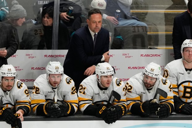 Boston Bruins head coach Marco Sturm, shown during a recent game. He played for the Bruins in the 2010 NHL Winter Classic. (AP Photo/Jeff Chiu)