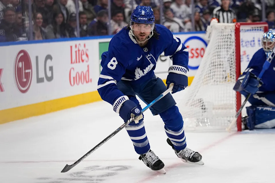 Toronto Maple Leafs defenceman Chris Tanev (8) skates against the Florida Panthers.John E&period; Sokolowski-Imagn Images