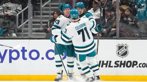Celebrini extends point streak to 12 games as Sharks beat Kings 4-3 in overtime