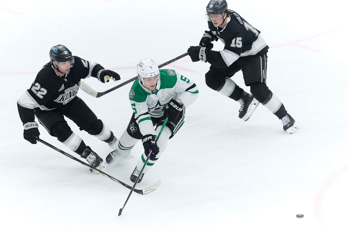 The Los Angeles Kings left wing Kevin Fiala (22) blocks a pass against the Dallas Stars at the Crypto Arena on January 12th, 2026 in Los Angeles California. The Los Angeles Kings left wing Kevin Fiala (22) blocks a pass against the Dallas Stars at the Crypto Arena on January 12th, 2026 in Los Angeles California.