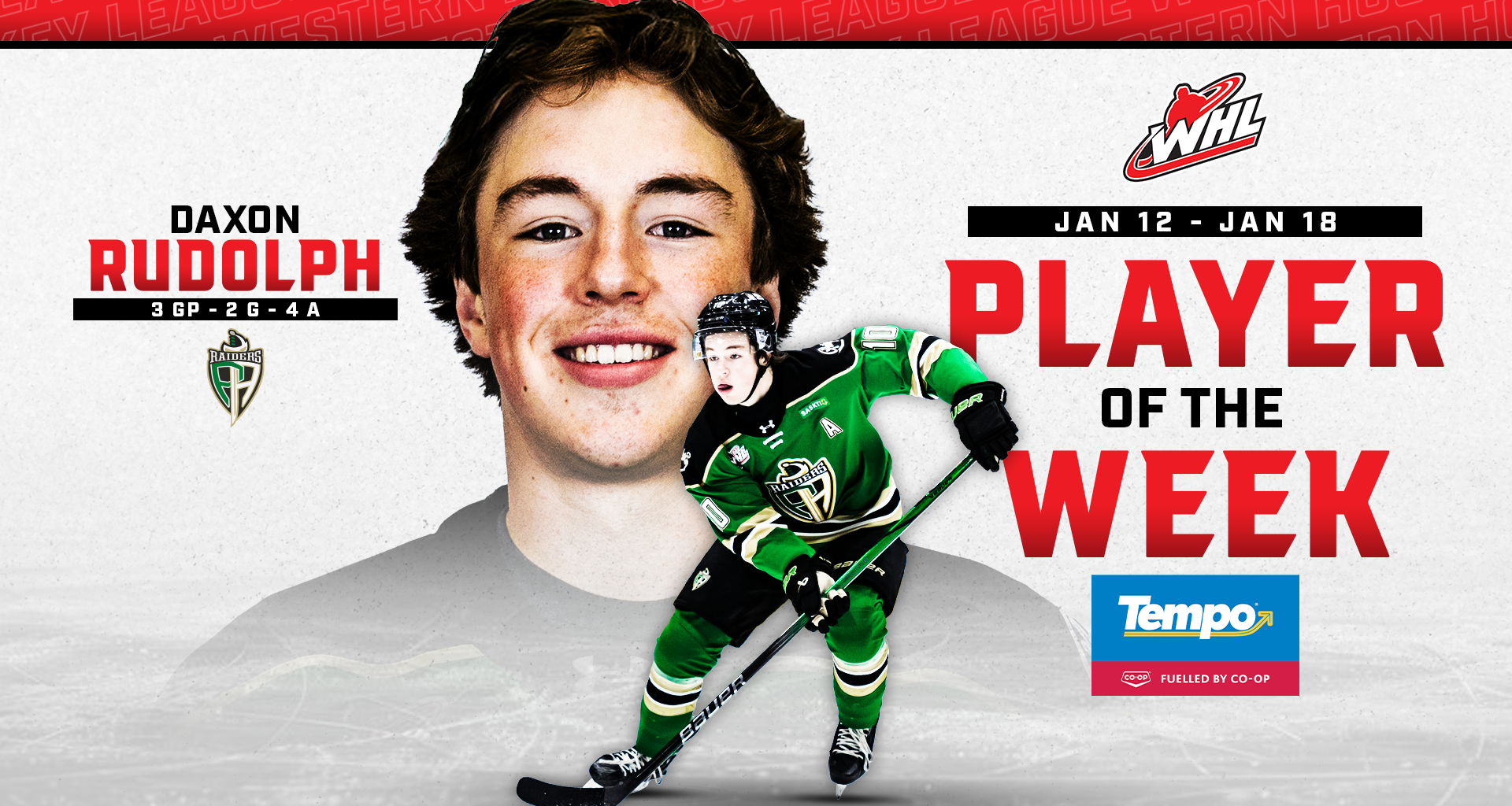 NHL Draft eligible defenceman Rudolph named Tempo WHL Player of the Week