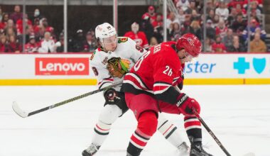 Oliver Moore, Blackhawks have last laugh against Canes